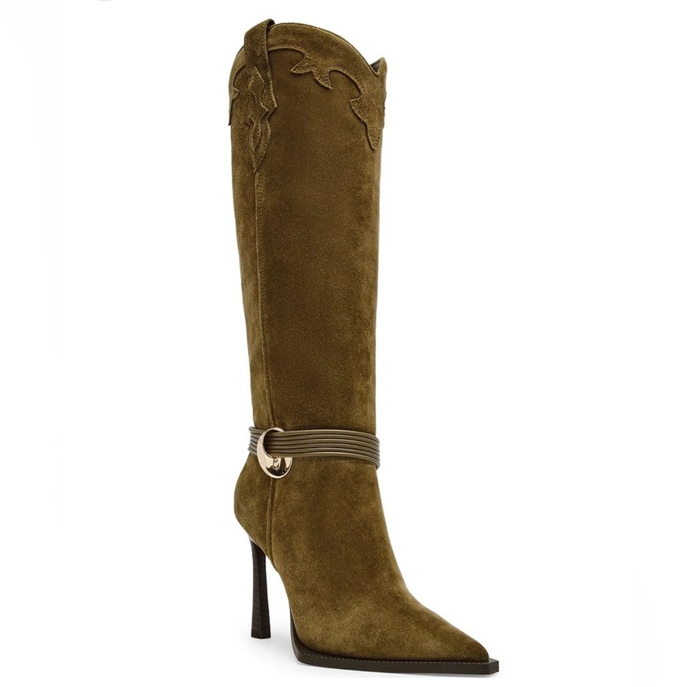 Steve Madden Kyndall Olive Suede Heeled Boots